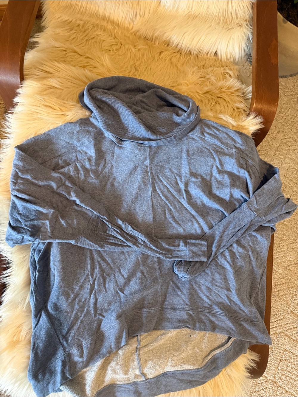 Athleta Heathered Blue Cropped Hoodie